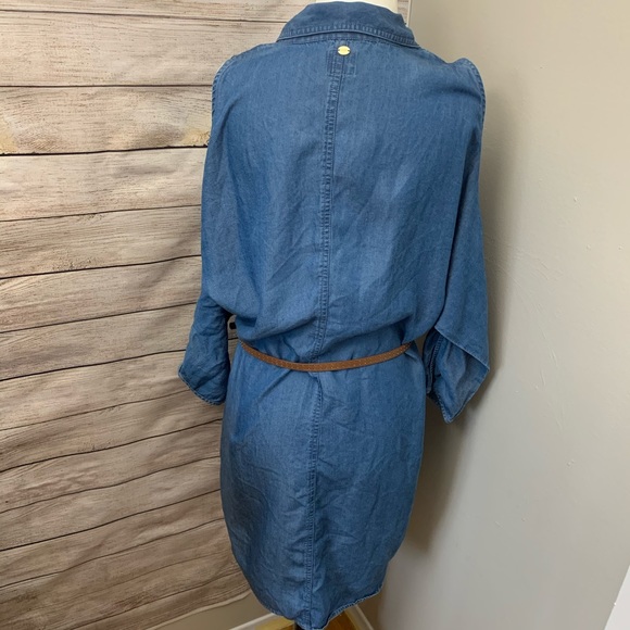 GUESS |  Button Down Cold Shoulder Chambray Dress - Picture 5 of 7
